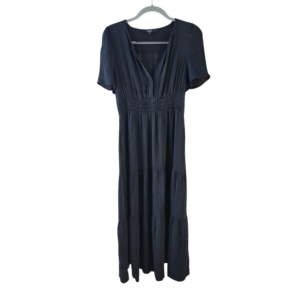 Quince Stretch Silk Tiered Maxi Dress Size M EUC